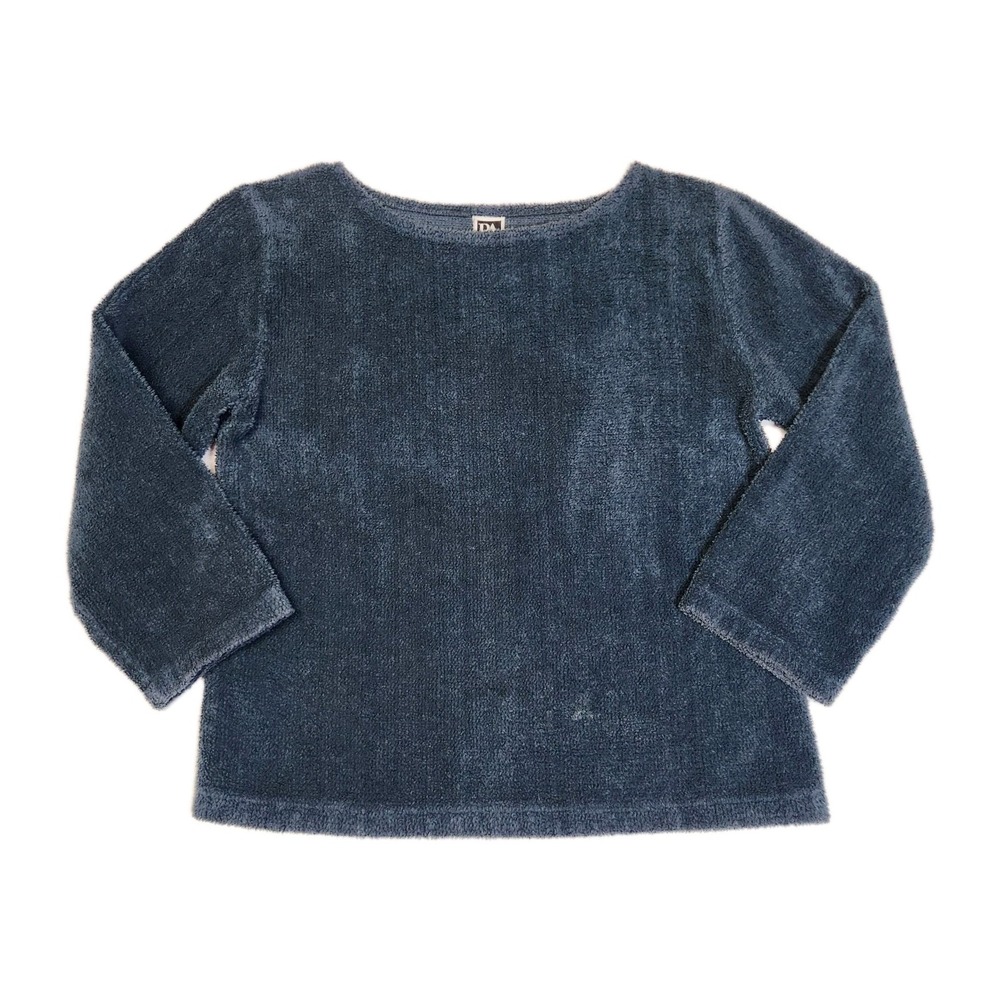 Vintage PA Company Boston Terry Cloth Cropped Cotton Sweater Blue 90s S